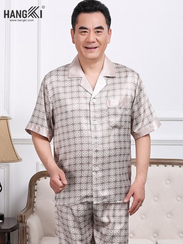 TC12 - Đồ Ngủ Pijama Nam Tay Cộc Quần Dài Lụa