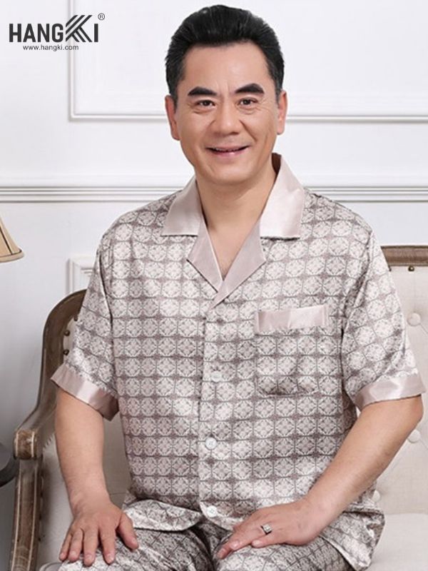 TC12 - Đồ Ngủ Pijama Nam Tay Cộc Quần Dài Lụa