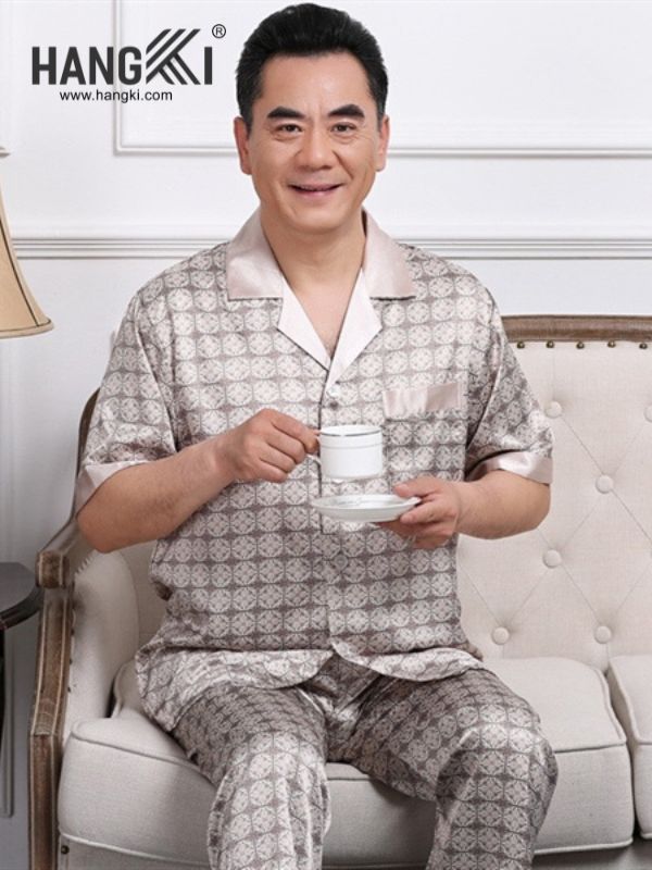 TC12 - Đồ Ngủ Pijama Nam Tay Cộc Quần Dài Lụa