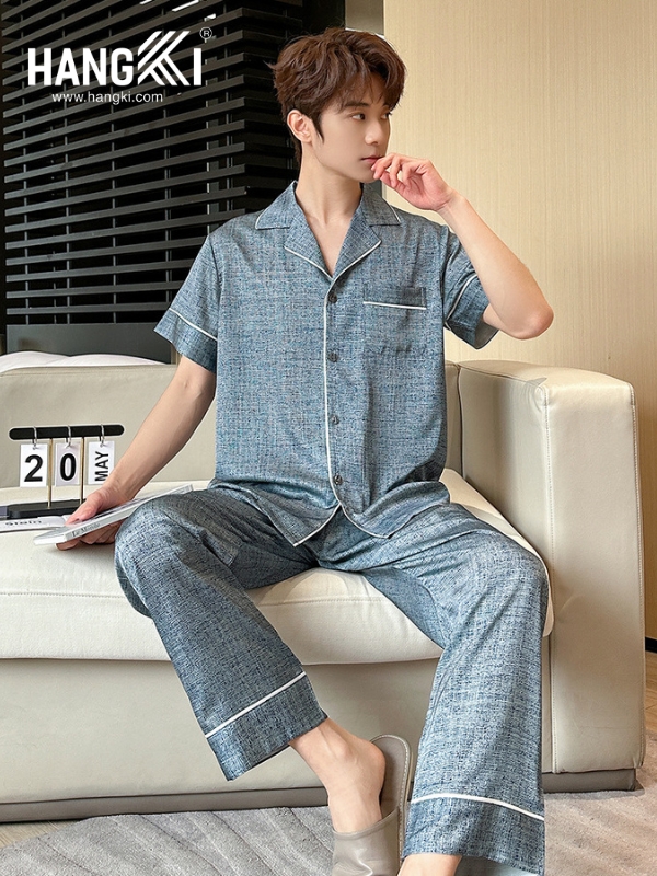 TC120 - Đồ Ngủ Pijama Nam Tay Cộc Quần Dài Lụa