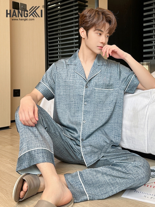 TC120 - Đồ Ngủ Pijama Nam Tay Cộc Quần Dài Lụa