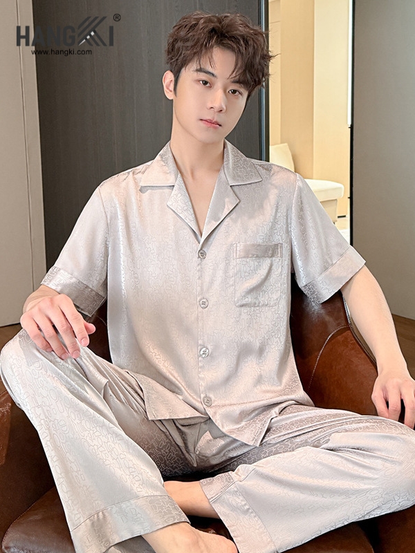 TC123 - Đồ Ngủ Pijama Nam Tay Cộc Quần Dài Lụa
