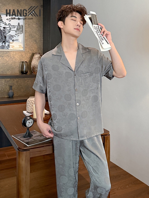 TC125 - Đồ Ngủ Pijama Nam Tay Cộc Quần Dài Lụa