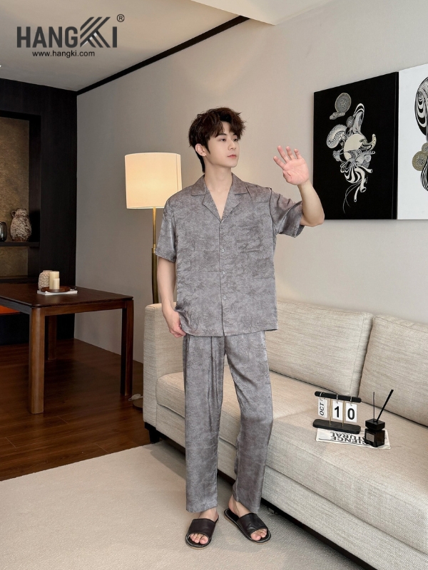 TC127 - Đồ Ngủ Pijama Nam Tay Cộc Quần Dài Lụa