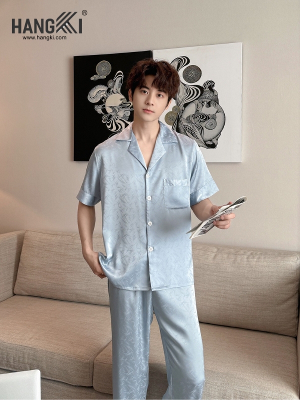 TC128 - Đồ Ngủ Pijama Nam Tay Cộc Quần Dài Lụa