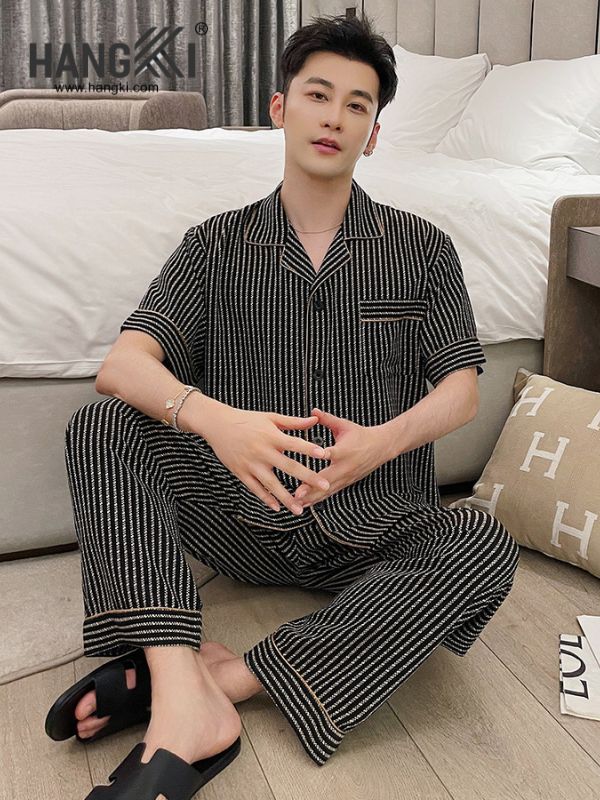 TC129 - Đồ Ngủ Pijama Nam Tay Cộc Quần Dài Lụa