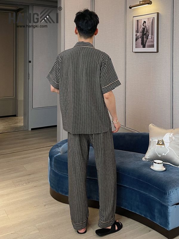 TC129 - Đồ Ngủ Pijama Nam Tay Cộc Quần Dài Lụa