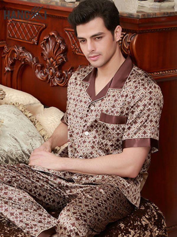 TC13 - Đồ Ngủ Pijama Nam Tay Cộc Quần Dài Lụa