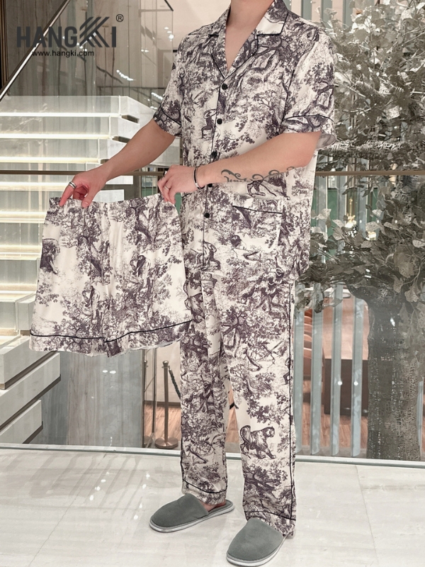 TC130 - Đồ Ngủ Pijama Nam Tay Cộc Quần Dài Lụa