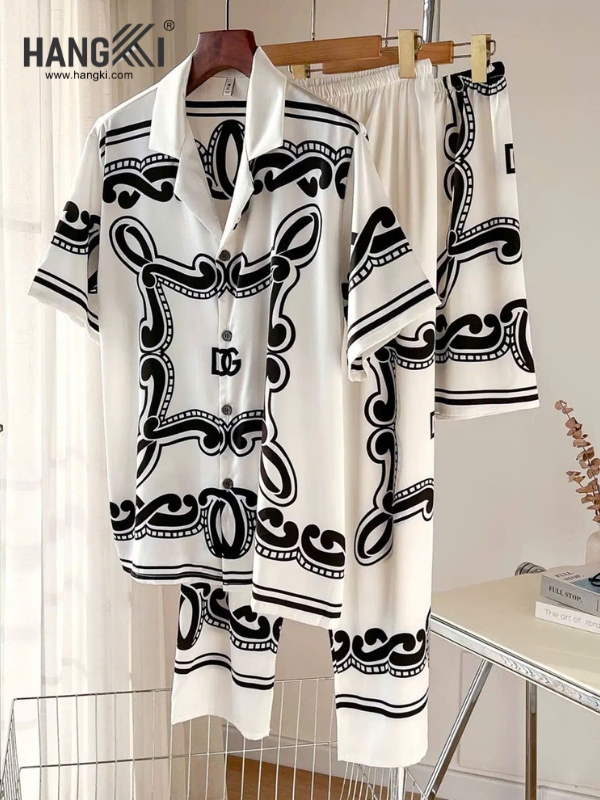 TC131 - Đồ Ngủ Pijama Nam Tay Cộc Quần Dài Lụa