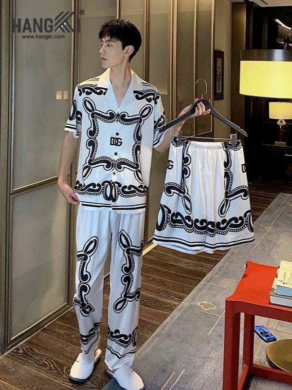 TC131 - Đồ Ngủ Pijama Nam Tay Cộc Quần Dài Lụa
