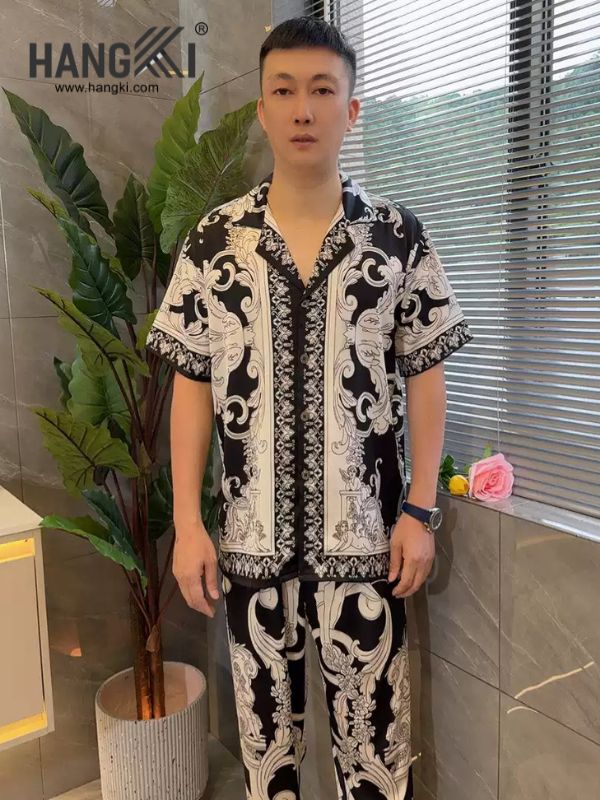 TC132 - Đồ Ngủ Pijama Nam Tay Cộc Quần Dài Lụa