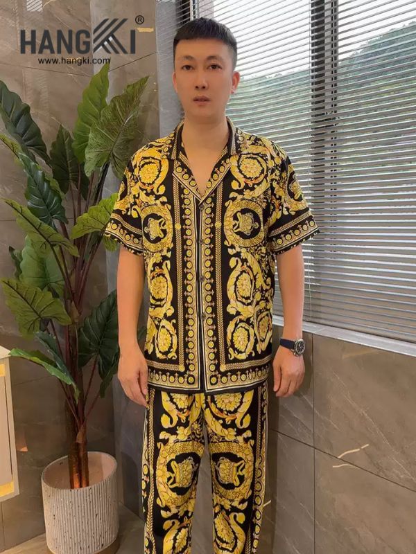 TC132 - Đồ Ngủ Pijama Nam Tay Cộc Quần Dài Lụa