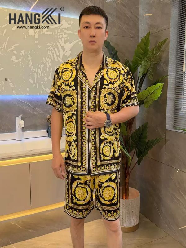 TC132 - Đồ Ngủ Pijama Nam Tay Cộc Quần Dài Lụa