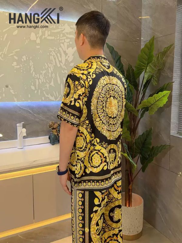 TC132 - Đồ Ngủ Pijama Nam Tay Cộc Quần Dài Lụa