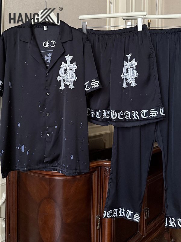 TC133 - Đồ Ngủ Pijama Nam Tay Cộc Quần Dài Lụa