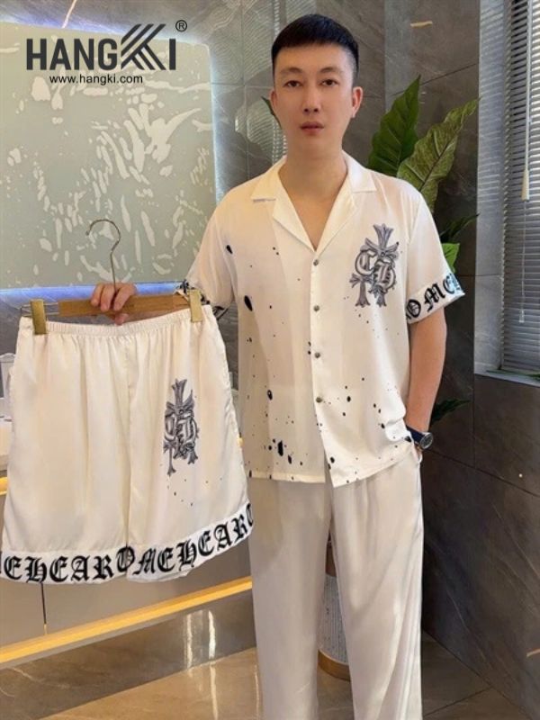 TC133 - Đồ Ngủ Pijama Nam Tay Cộc Quần Dài Lụa