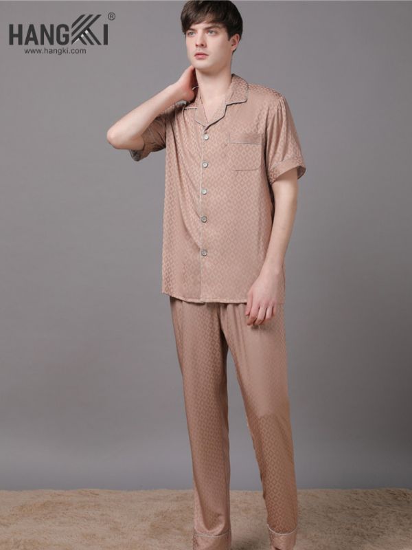 TC14 - Đồ Ngủ Pijama Nam Tay Cộc Quần Dài Lụa