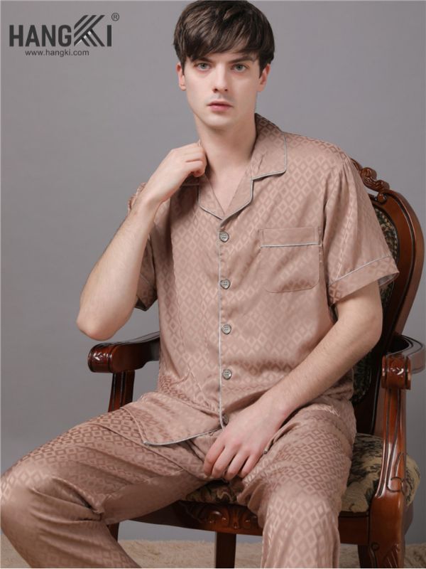 TC14 - Đồ Ngủ Pijama Nam Tay Cộc Quần Dài Lụa