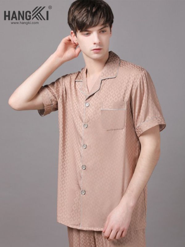 TC14 - Đồ Ngủ Pijama Nam Tay Cộc Quần Dài Lụa