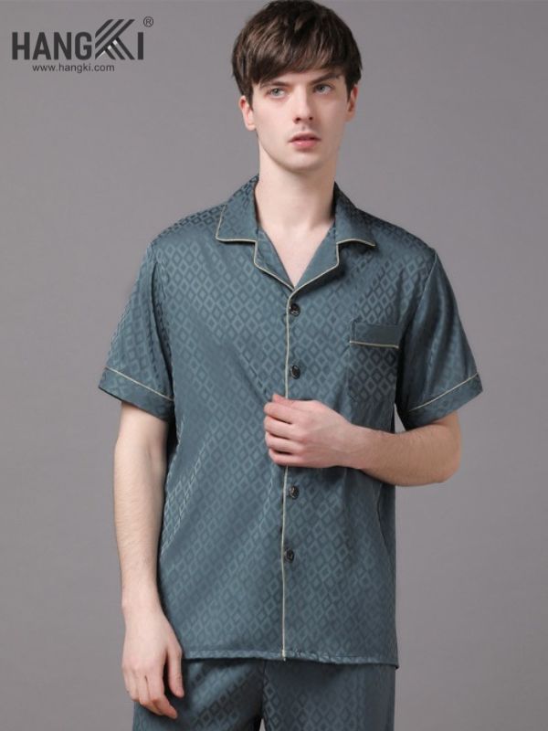 TC14 - Đồ Ngủ Pijama Nam Tay Cộc Quần Dài Lụa