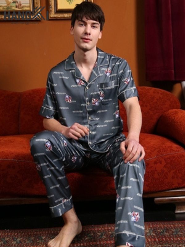 TC15 - Đồ Ngủ Pijama Nam Tay Cộc Quần Dài Lụa