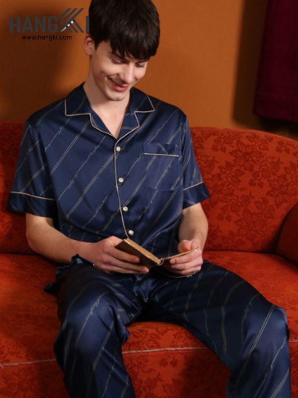 TC16 - Đồ Ngủ Pijama Nam Tay Cộc Quần Dài Lụa