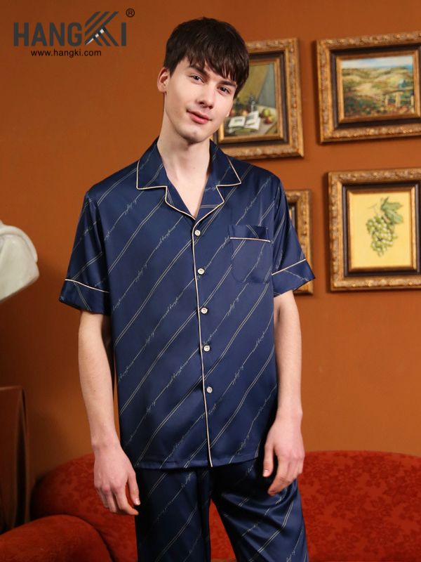 TC16 - Đồ Ngủ Pijama Nam Tay Cộc Quần Dài Lụa