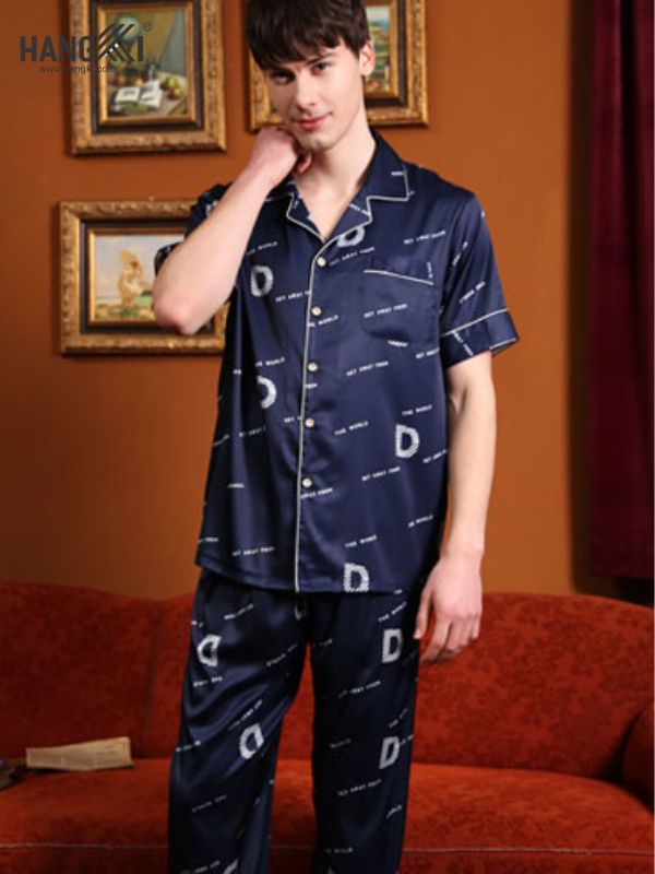 TC17 - Đồ Ngủ Pijama Nam Tay Cộc Quần Dài Lụa