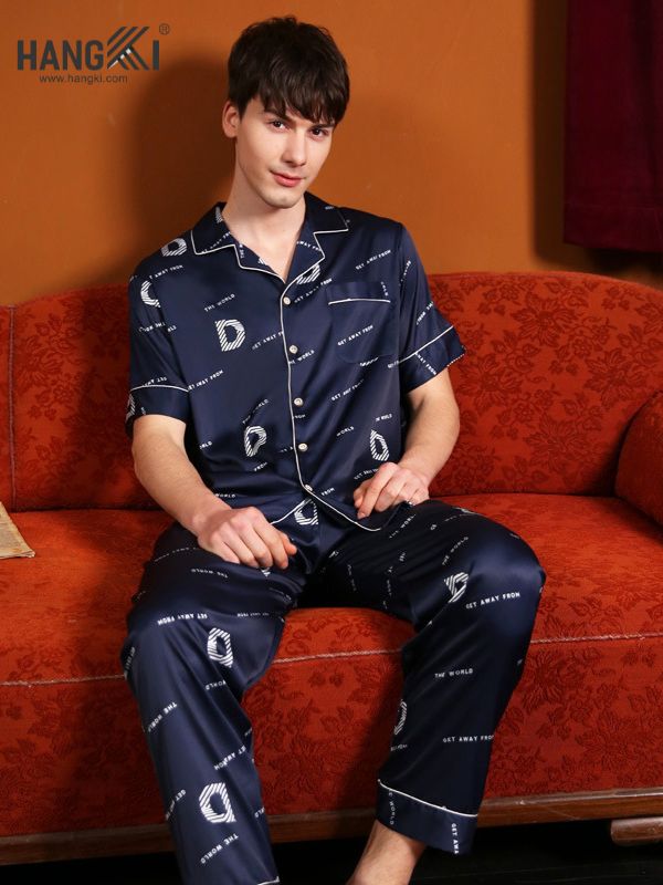 TC17 - Đồ Ngủ Pijama Nam Tay Cộc Quần Dài Lụa