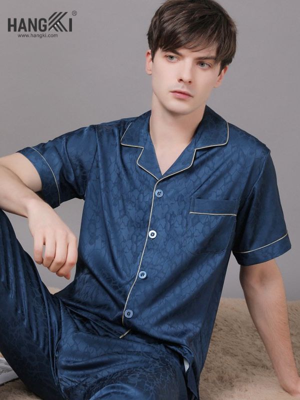 TC19 - Đồ Ngủ Pijama Nam Tay Cộc Quần Dài Lụa