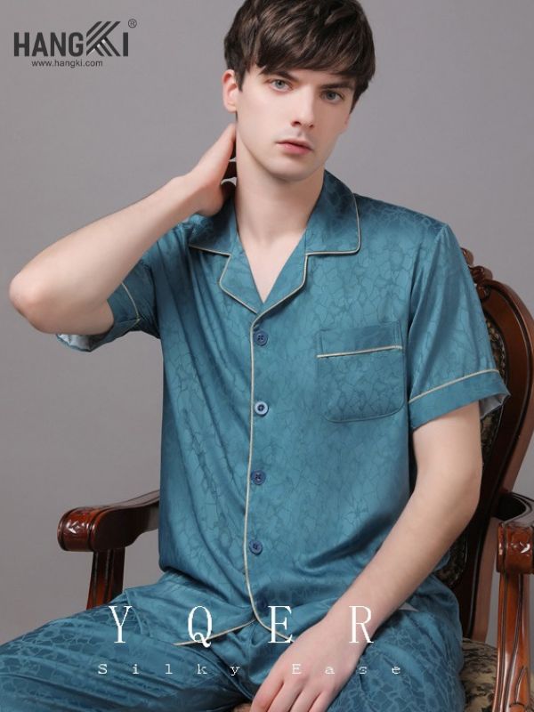 TC19 - Đồ Ngủ Pijama Nam Tay Cộc Quần Dài Lụa