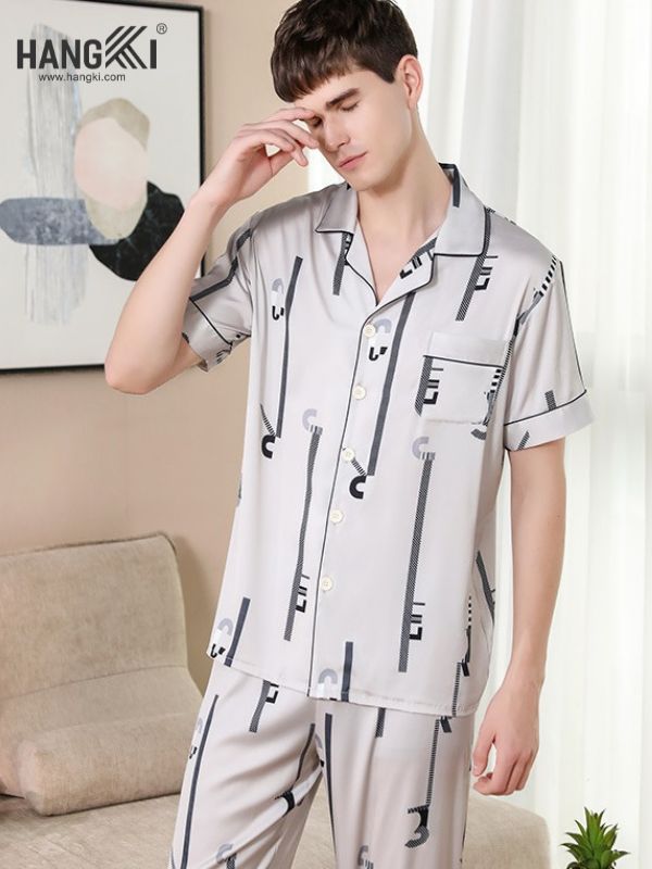 TC20 - Đồ Ngủ Pijama Nam Tay Cộc Quần Dài Lụa