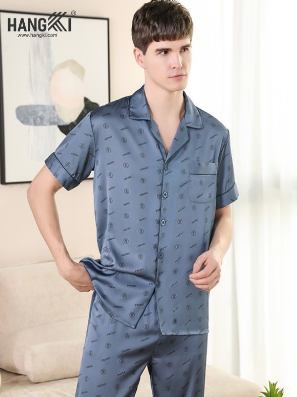 TC21 - Đồ Ngủ Pijama Nam Tay Cộc Quần Dài Lụa