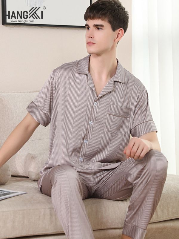 TC22 - Đồ Ngủ Pijama Nam Tay Cộc Quần Dài Lụa