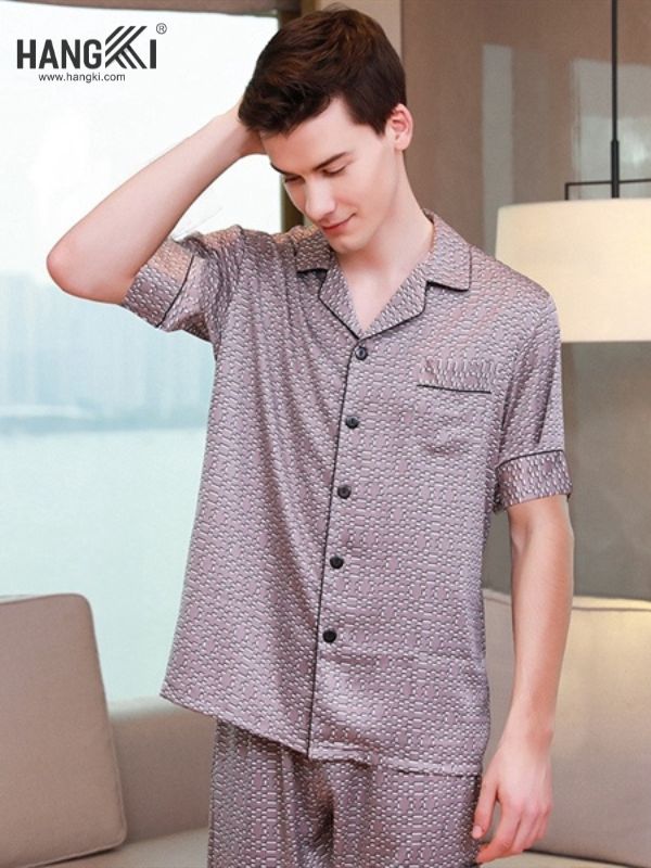 TC24 - Đồ Ngủ Pijama Nam Tay Cộc Quần Dài Lụa