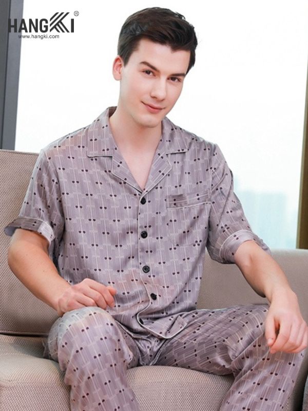 TC25 - Đồ Ngủ Pijama Nam Tay Cộc Quần Dài Lụa