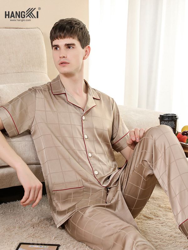 TC27 - Đồ Ngủ Pijama Nam Tay Cộc Quần Dài Lụa