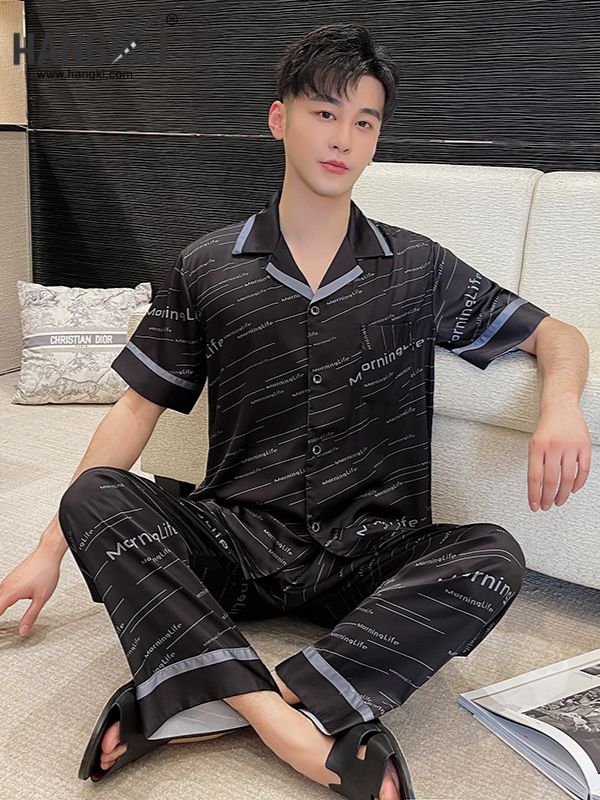 TC43 - Đồ Ngủ Pijama Nam Tay Cộc Quần Dài Lụa