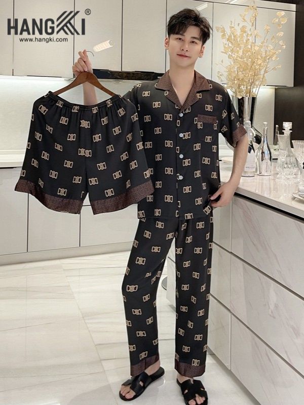 TC44 - Đồ Ngủ Pijama Nam Tay Cộc Quần Dài Lụa