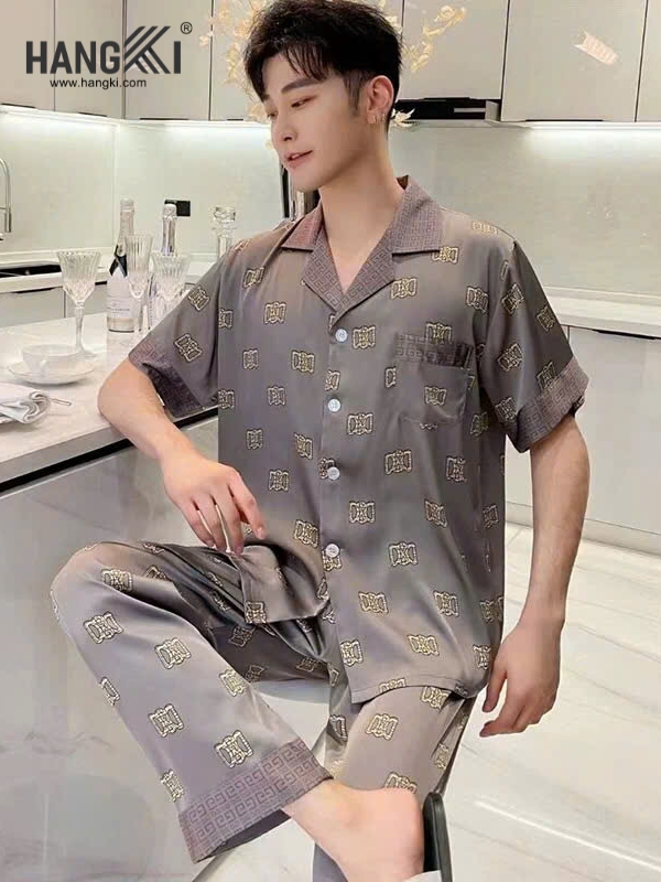 TC44 - Đồ Ngủ Pijama Nam Tay Cộc Quần Dài Lụa
