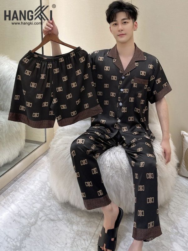 TC44 - Đồ Ngủ Pijama Nam Tay Cộc Quần Dài Lụa