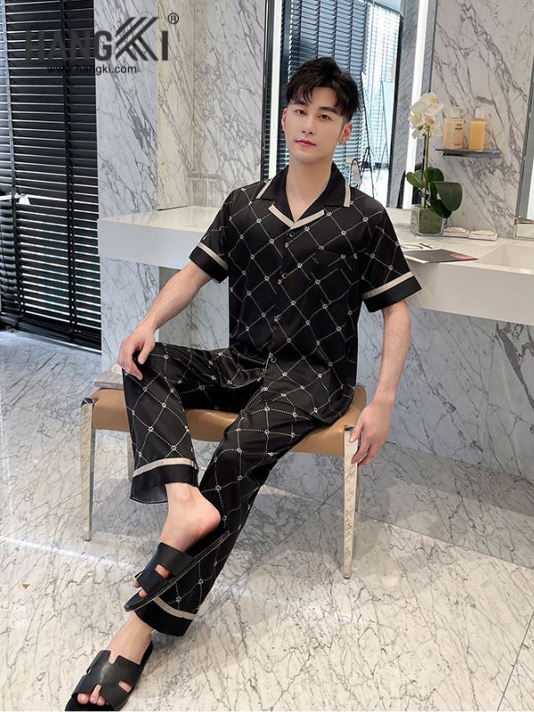 TC45 - Đồ Ngủ Pijama Nam Tay Cộc Quần Dài Lụa