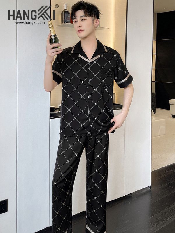 TC45 - Đồ Ngủ Pijama Nam Tay Cộc Quần Dài Lụa