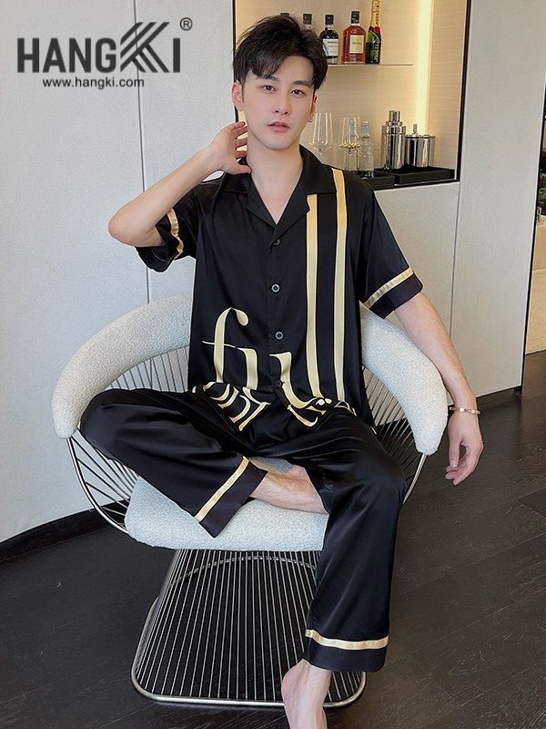 TC46 - Đồ Ngủ Pijama Nam Tay Cộc Quần Dài Lụa