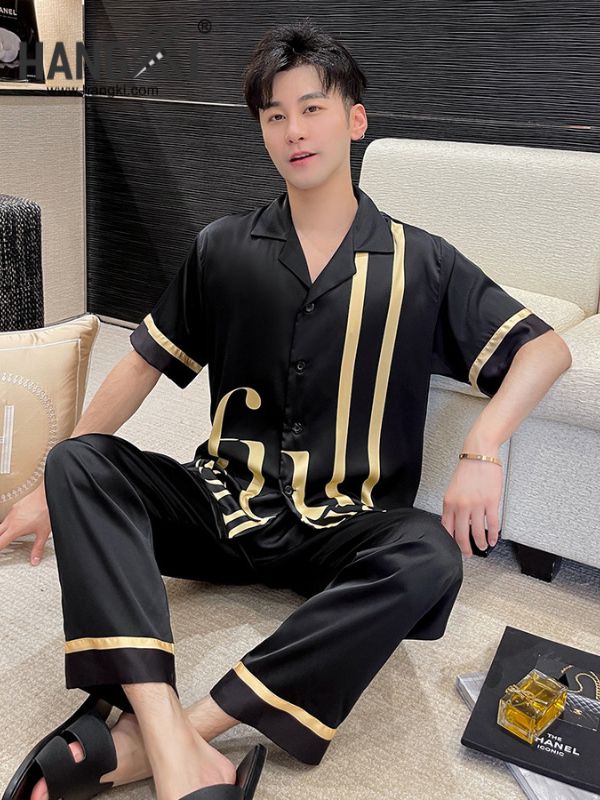 TC46 - Đồ Ngủ Pijama Nam Tay Cộc Quần Dài Lụa