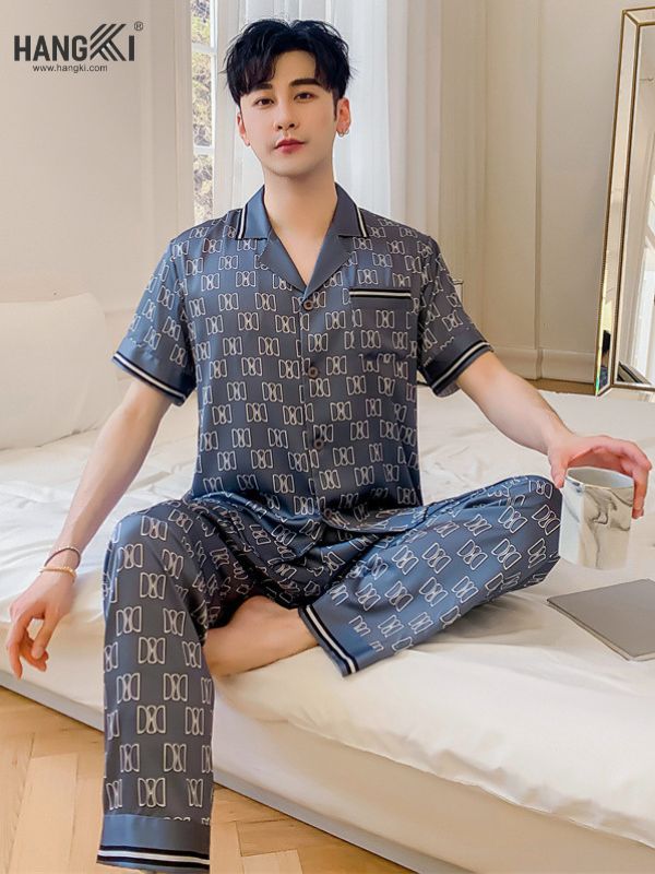 TC48 - Đồ Ngủ Pijama Nam Tay Cộc Quần Dài Lụa