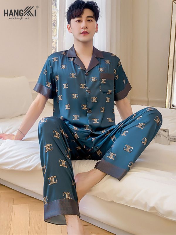 TC48 - Đồ Ngủ Pijama Nam Tay Cộc Quần Dài Lụa