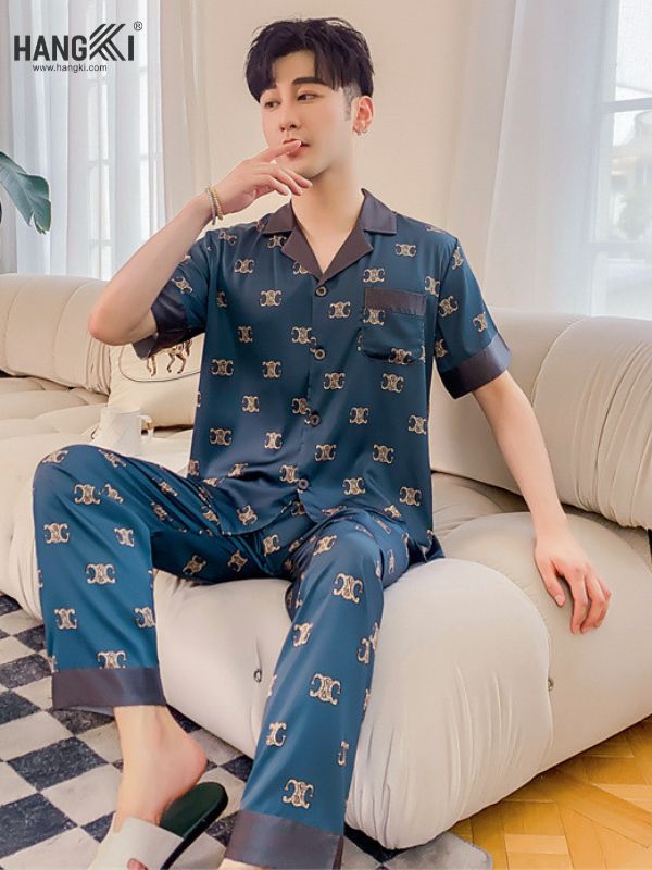 TC48 - Đồ Ngủ Pijama Nam Tay Cộc Quần Dài Lụa