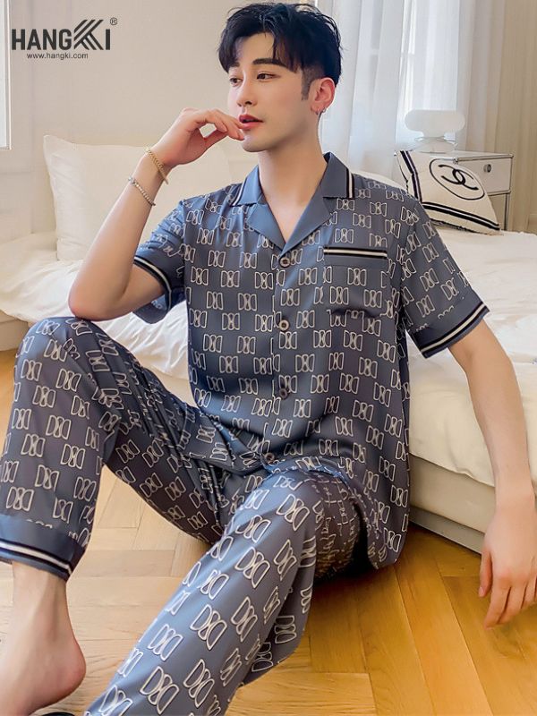 TC48 - Đồ Ngủ Pijama Nam Tay Cộc Quần Dài Lụa